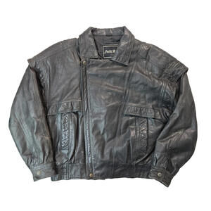 Pelle Moda American Male Vintage Black Leather Motorcycle Jacket Mens Large L